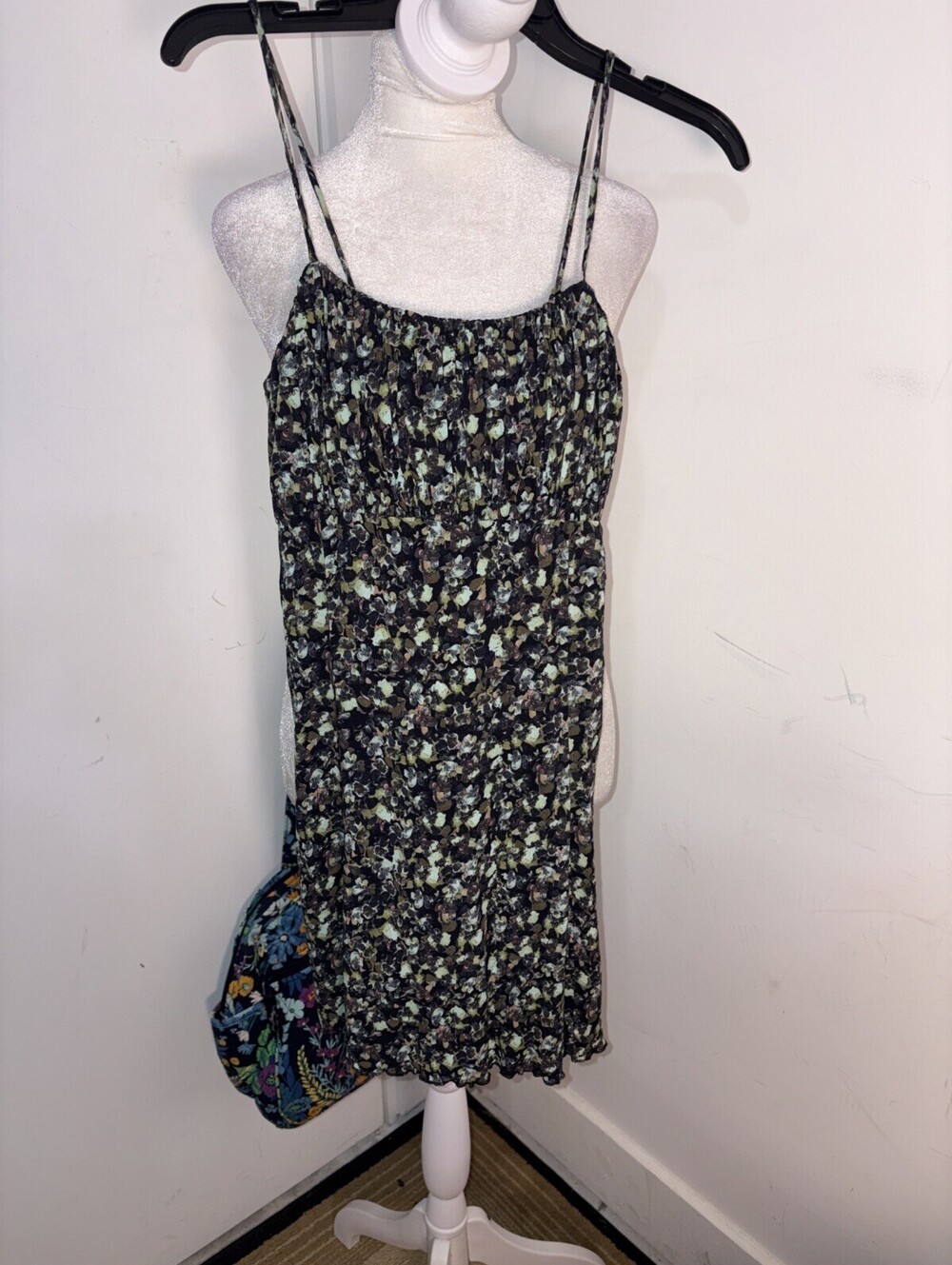 FREE PEOPLE Jamie Floral Print Mini Dress Womens Small Straps Tie Milkmaid